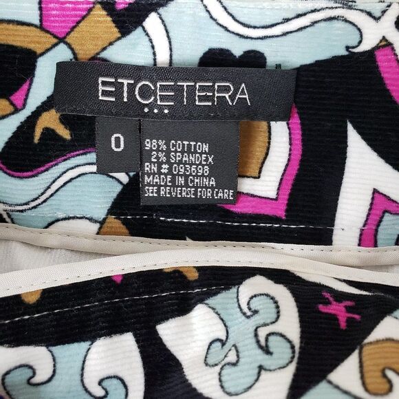 Etcetera Blue Abstract Art Print Corduroy Skirt womens 0 Knee Length - Picture 4 of 7